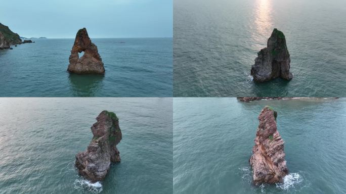 青岛石老人海边大海航拍 4k画质
