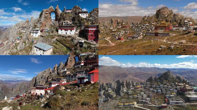 航拍西藏昌都千年古刹孜珠寺