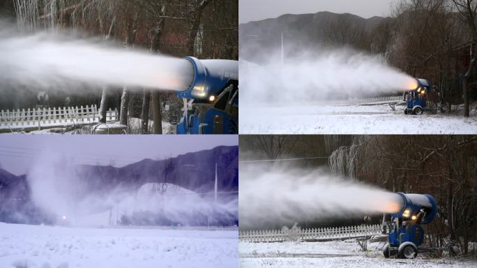 滑雪场 大雪 雪花造雪机 滑雪美景