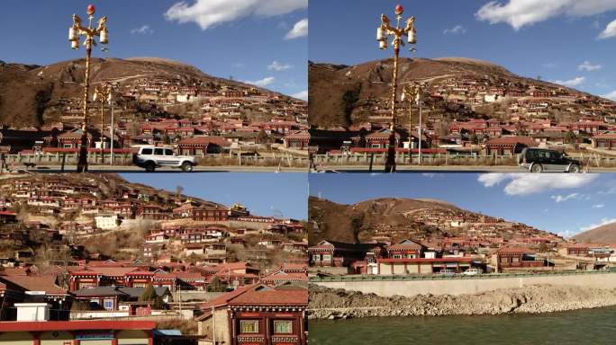 川藏公路河流边的藏族村落