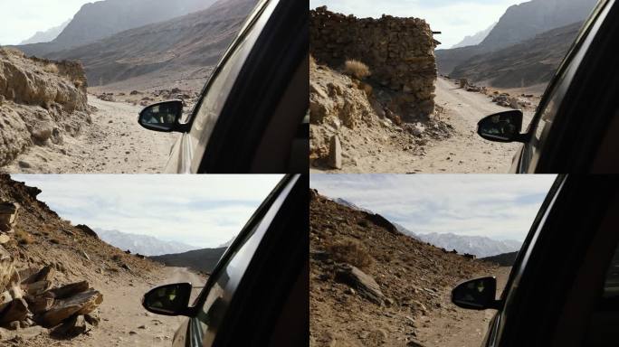 从汽车上看喜马拉雅山脉的风景