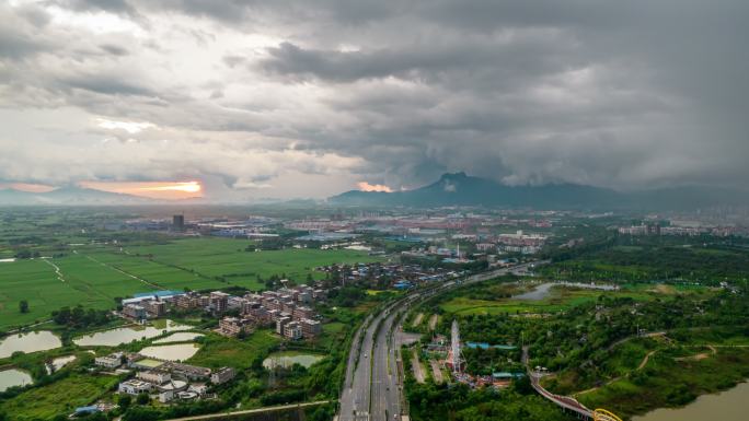 贵港强对流天气航拍延时