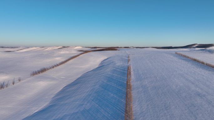 航拍额尔古纳雪域雪原风光