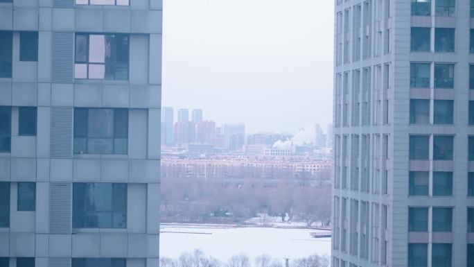 雪后写字楼上的风景