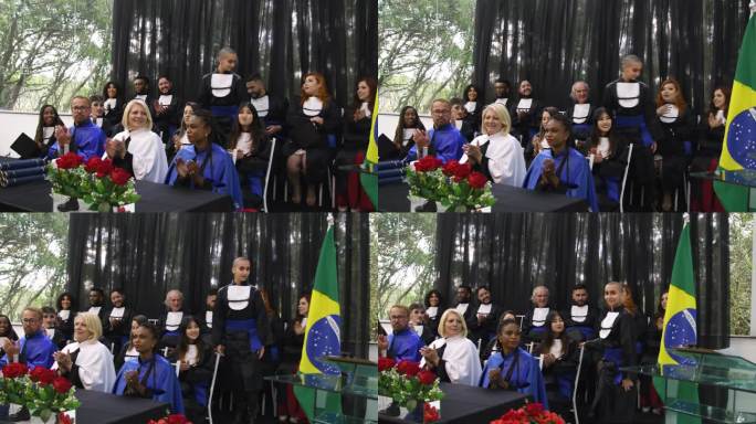 毕业时宣誓外国人巴西大学生毕业典礼