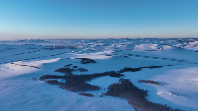 航拍额尔古纳雪域雪原风光