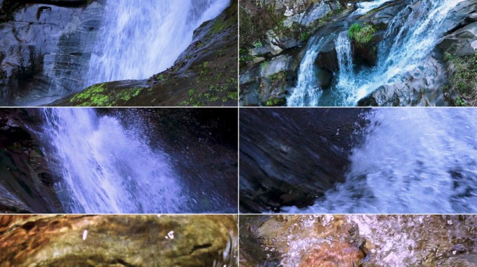 山水森林流水瀑布溪流山脉大自然泉水水滴水