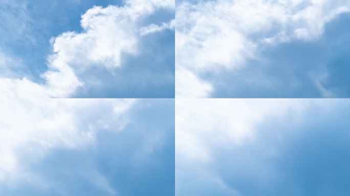 4K美丽的白色卷云在地平线上移动，美丽的蓝天和云景，美丽的自然景色，清澈的蓝天和云彩，新鲜的空气，T