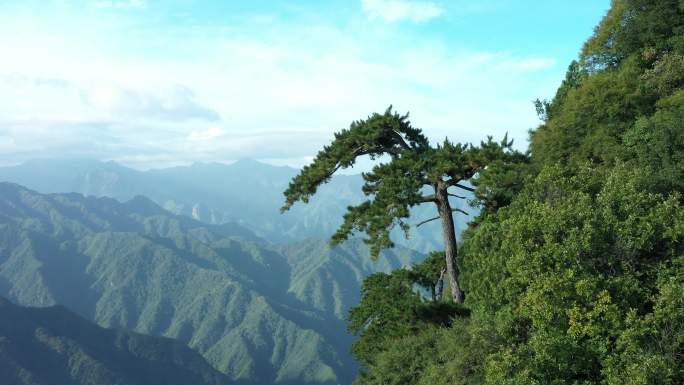 航拍陕西西安秦岭山脉夏日晴天