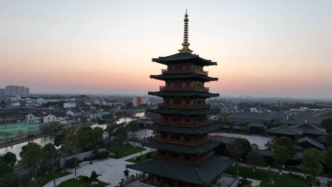 4K原素材-航拍上海上海宝山寺