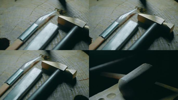 手工艺视频手工匠人雕刻工具刻刀小锤