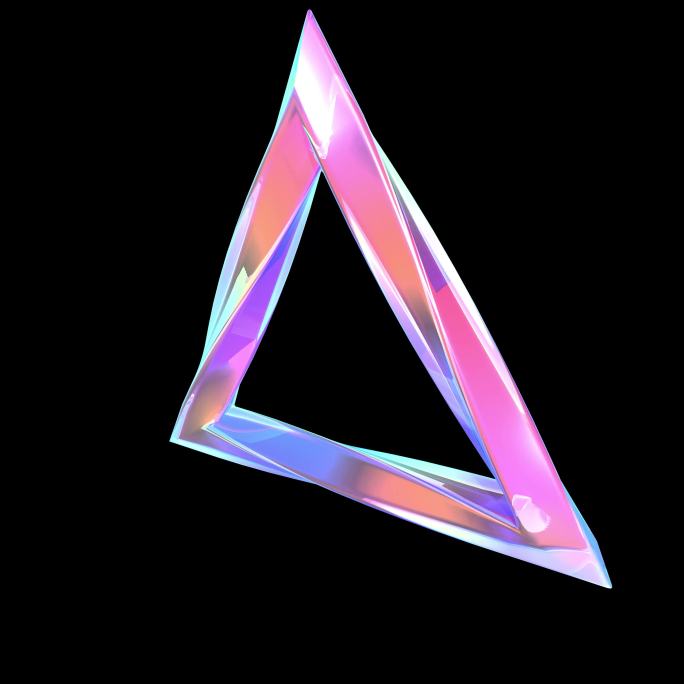 赛博朋克扭曲三角形 三角体几何装饰元素