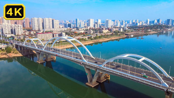 芦淞大桥五桥5桥大气航拍延时株洲城市发展