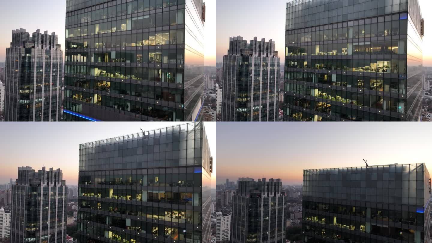 4K原素材-上海嘉华中心大厦，写字楼空镜