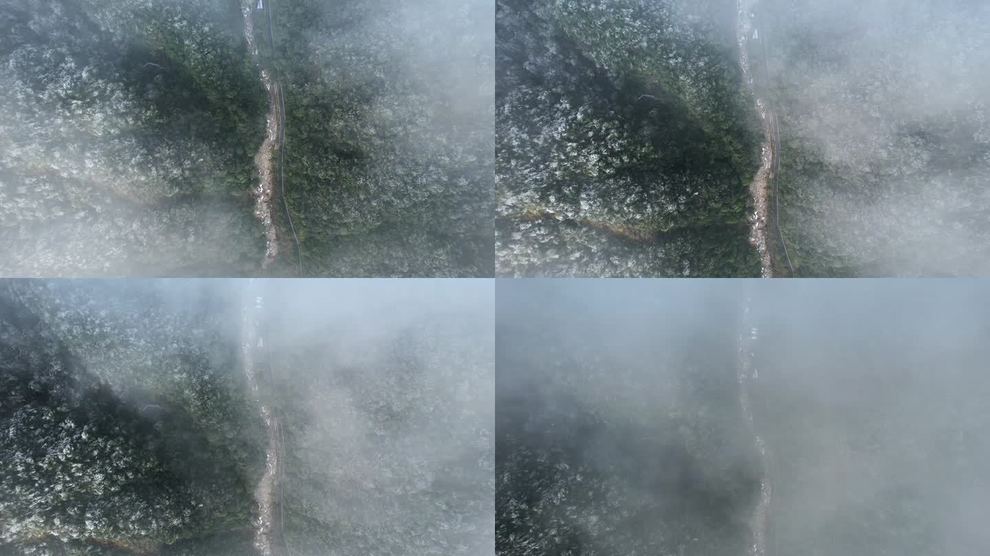广西贺州姑婆山雾凇雪景航拍