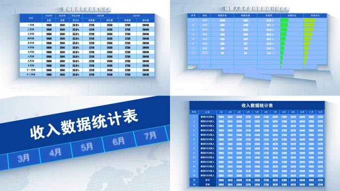 企业报表数据表格排行榜AE模板