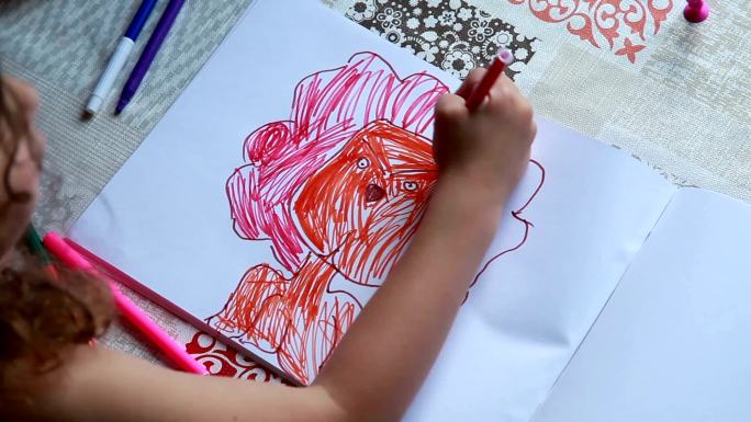 孩子给图片上色儿童绘画简笔画画动物