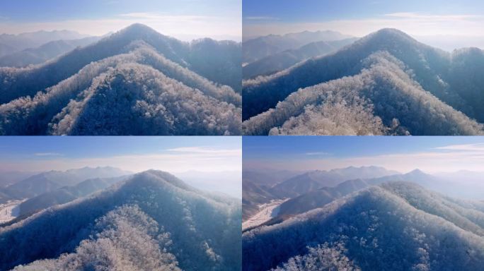 雾凇 冬季 唯美素材 山峦