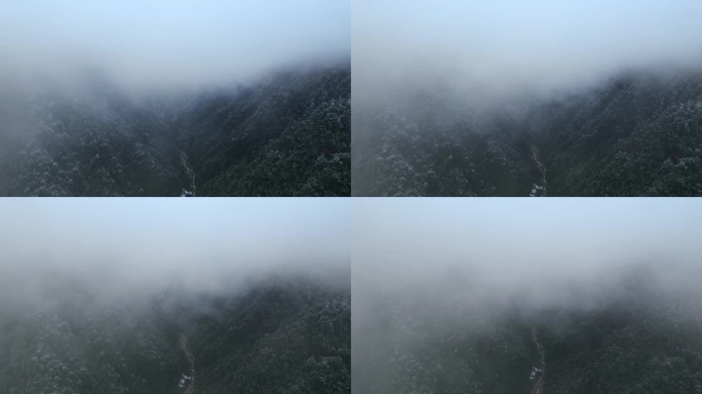 广西贺州姑婆山雾凇雪景航拍