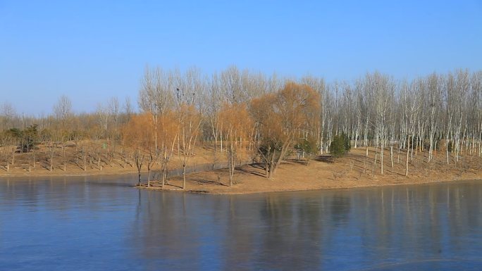 冬季北京东郊湿地公园高处环绕俯拍美景02