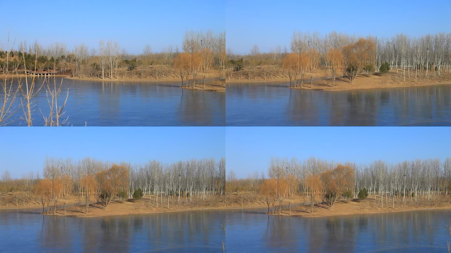 冬季北京东郊湿地公园高处环绕俯拍美景02
