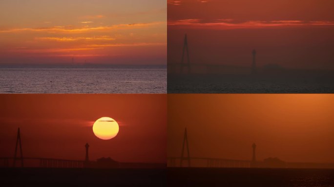 杭州湾跨海大桥日出3镜头