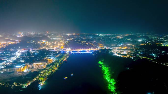 桂林夜景航拍延时