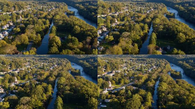 10月，小镇斯莱廷顿附近，利哈伊河和历史悠久的利哈伊运河沿着河流修建，用于煤炭运输。具有向前摄像机运