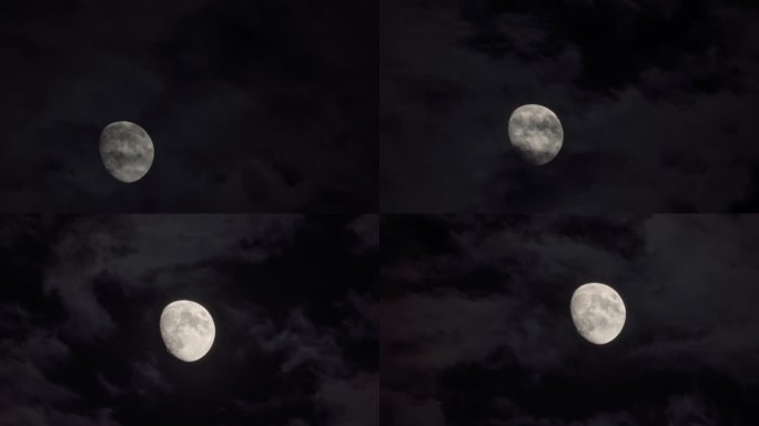 夜空月亮升起延时素材