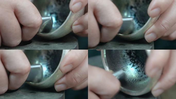 手工艺视频匠人锻银银包建盏擀型收口技艺