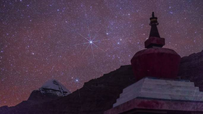 西藏阿里雪山冈仁波齐 星空