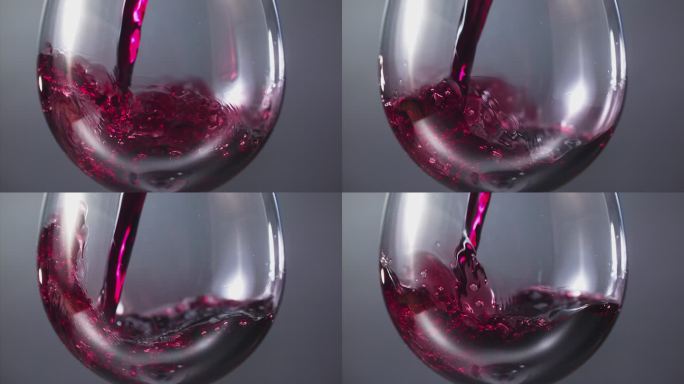 在玻璃杯中倒入红酒超慢动作