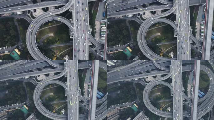 天桥和繁忙交通鸟瞰图