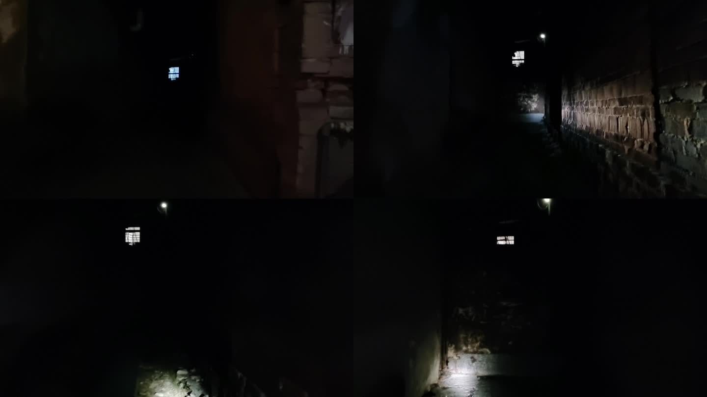 巷子深夜漆黑的小巷夜拍小巷恐怖视频素材