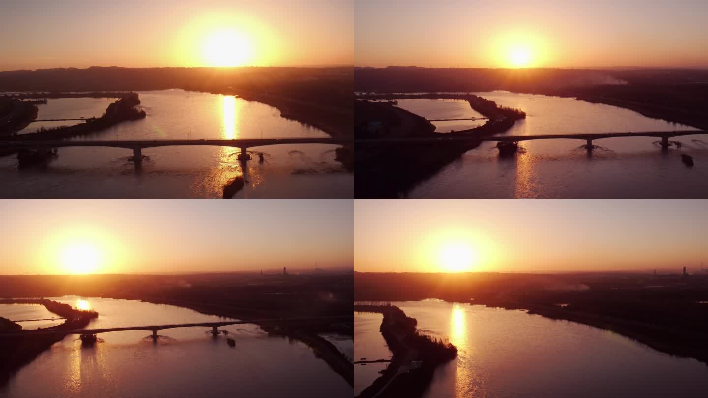 青铜峡黄河大桥日落4K