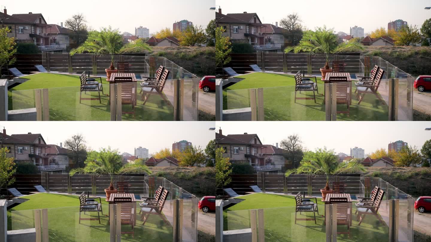 豪华别墅后院视频通用素材空镜头
