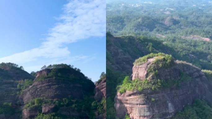 高清竖屏航拍桂平石表山蓝天白天