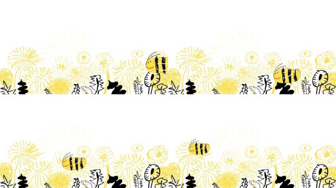 蜜蜂飞过花朵动画抽象儿童画