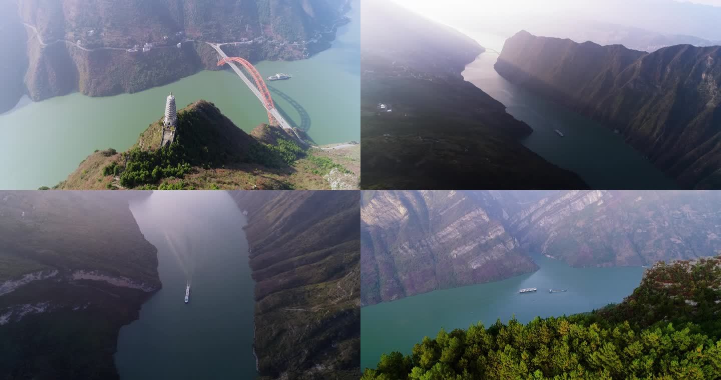 重庆巫山航拍视频 乌江风景 旅游游船