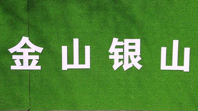 城市文明宣传金山银山绿底白字标识标牌口号