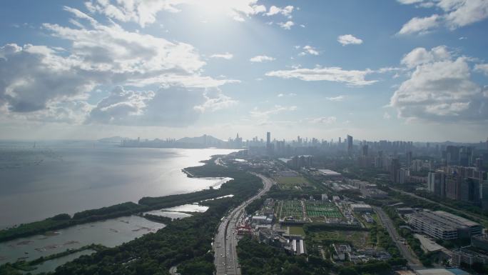 【原创】深圳滨海大道深圳湾天际线航拍素材