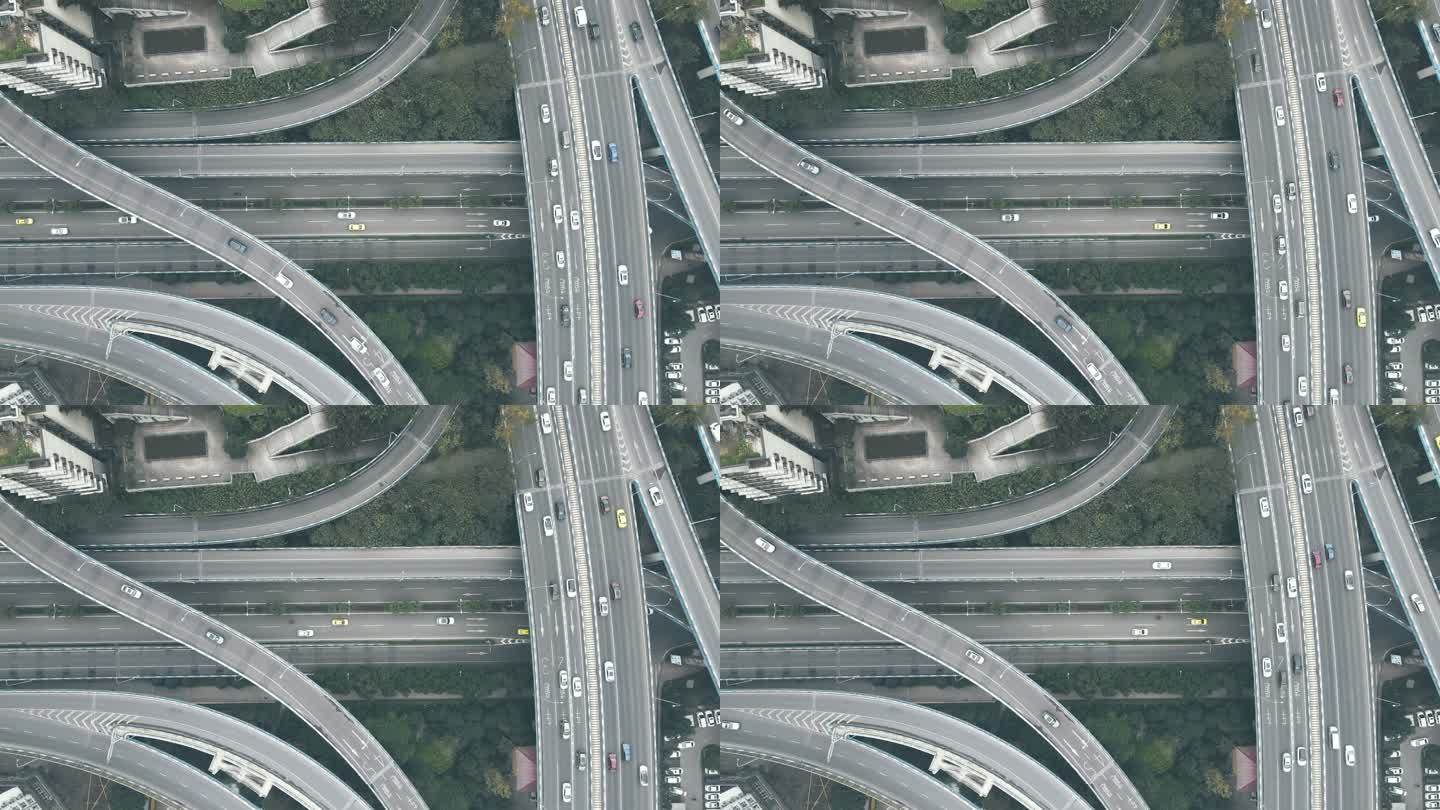 复杂天桥和繁忙交通鸟瞰图