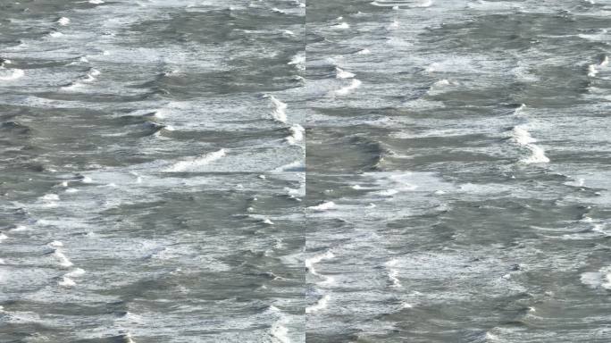 长焦航拍威海国际海水浴场的海浪