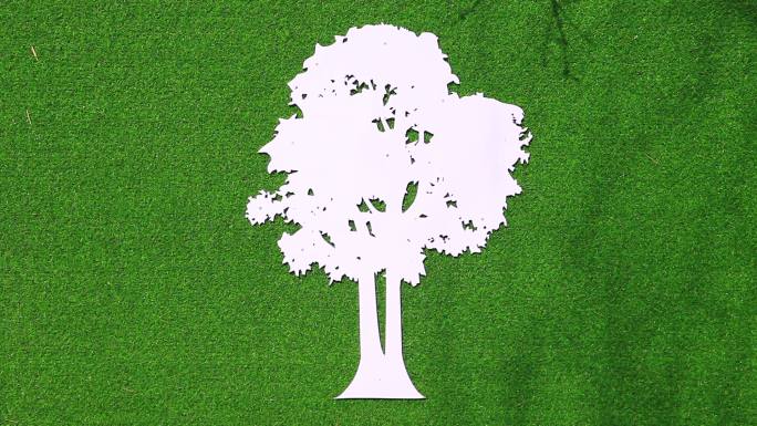 城市精神文明建设一棵树造型绿底白色标牌
