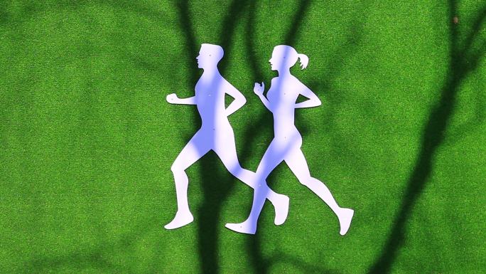 城市文明建设两人跑步健身宣传标识标牌