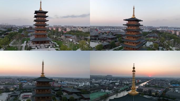 4K原素材-航拍上海上海宝山寺