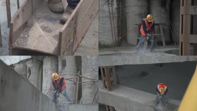 工地建筑工人施工拆除混凝土