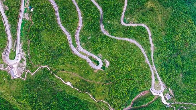 山顶公路盘山路秦岭天路发卡弯环线环山弯道