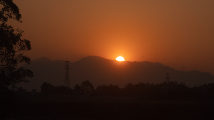 日出田野大红太阳山间朝阳