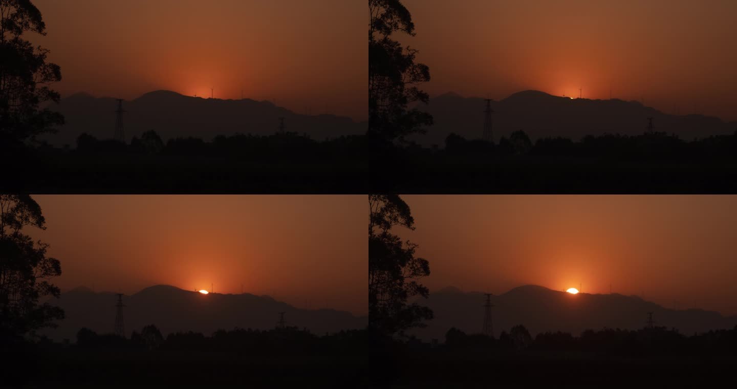 日出田野大红太阳山间朝阳